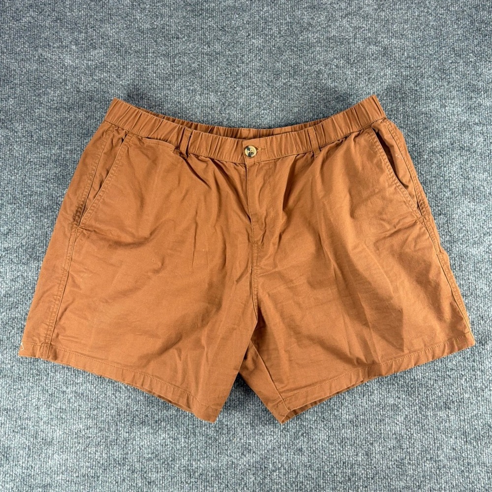 Maamgic Mens Casual Chino Shorts Rust Brown Elastic Waist Size 38 5 Inch Inseam